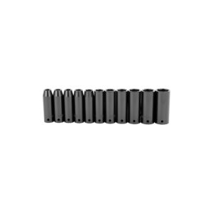 Juego de Dados 6 Puntas Largos de Impacto Encastre 1/2” 11 Piezas Métrico