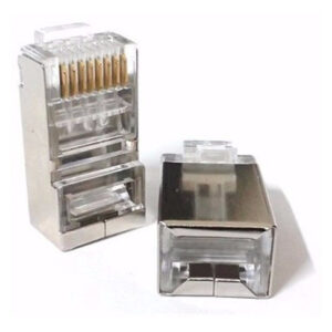 Ficha Macho Rj45 Blindada Plug Cat 5e Conector Cable Ftp X10
