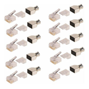 Conector Ficha Plug Rj45 Blindada Categoria 6 Amp Commsc X10